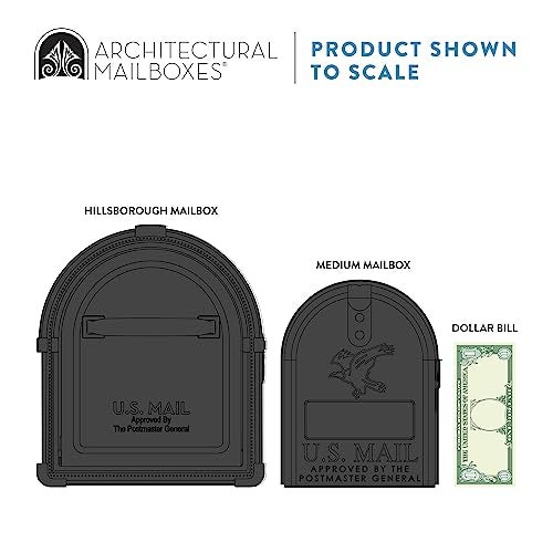 Architectural Mailboxes Hillsborough™ Heavy Duty Decorative Steel Metal Post Mounted Mail Box for Outside, Black, Large Curbside Mailbox with Magnetic Latch - Image 4