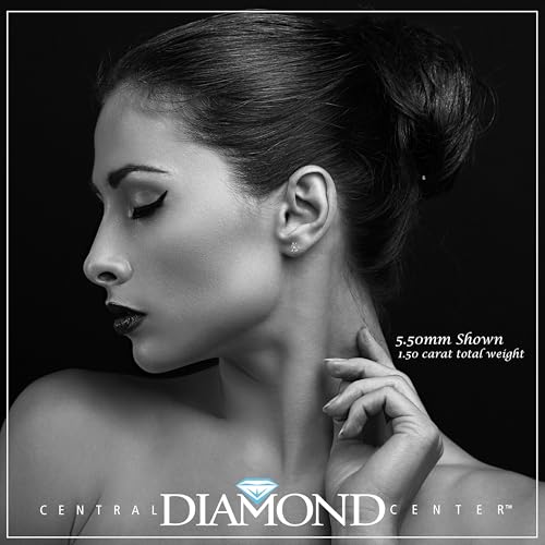 Central Diamond Center مركز الماس المركزي أقراط دراسات مارتيني من الذهب عيار 14 قيراط وفضة استرلينية مصنوعة من زيركونيا سواروفسكي 3 برونغ - مطلية بالبلاتين 5.50 مم 1.50 قيراط - Image 5