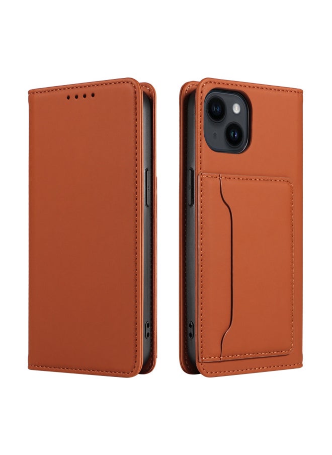 Generic For Iphone 15 Leather Case S23 Flip Cover Protective Case A15 Digital Computer/mobile Phone Protective Cover-Color:Brown-Applicable Model:For Iphone XS MAX  - Image 1