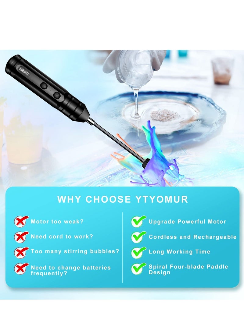 Excefore - Epoxy Resin Mixer, Handheld Rechargeable Powerful and Slow Motor for Epoxy Resin with 2pcs Epoxy Mixer Paddles, Silicone, Paint Mixing, Without Bubbles DIY Crafts Jewelry Resin Casting - Image 1