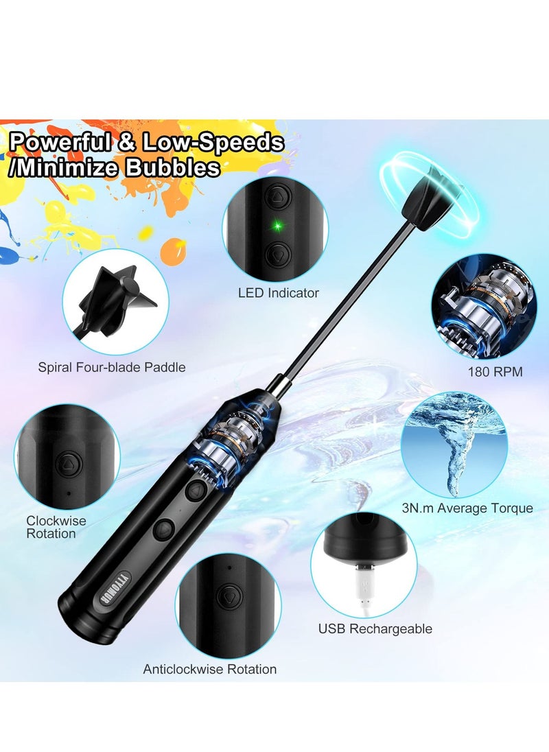 Excefore - Epoxy Resin Mixer, Handheld Rechargeable Powerful and Slow Motor for Epoxy Resin with 2pcs Epoxy Mixer Paddles, Silicone, Paint Mixing, Without Bubbles DIY Crafts Jewelry Resin Casting - Image 1