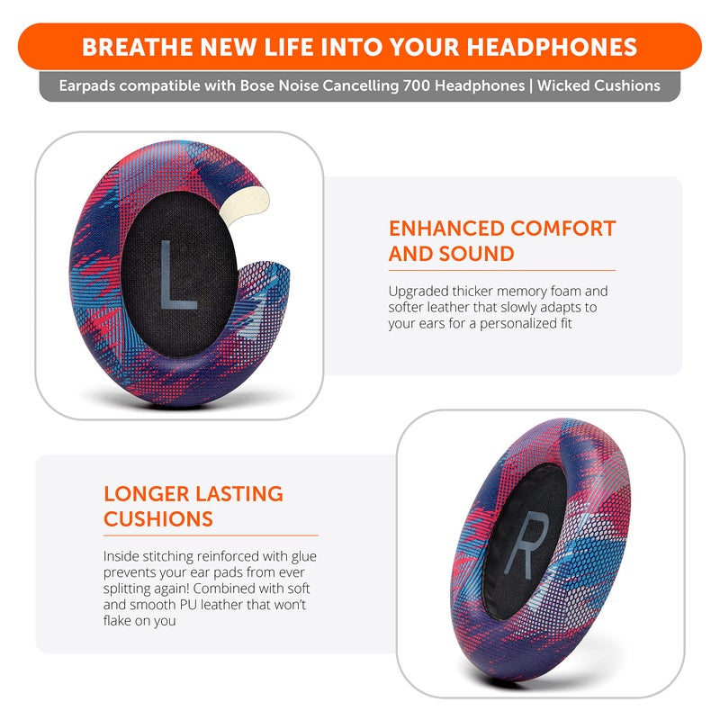 WC Wicked Cushions Upgraded Replacement Ear Pads for Bose 700 Noise Cancelling Headphones (NC700) - Softer PU Leather, Luxurious Memory Foam, Added Thickness, Extra Durable Ear Cushions |(Speed Racer) - Image 4