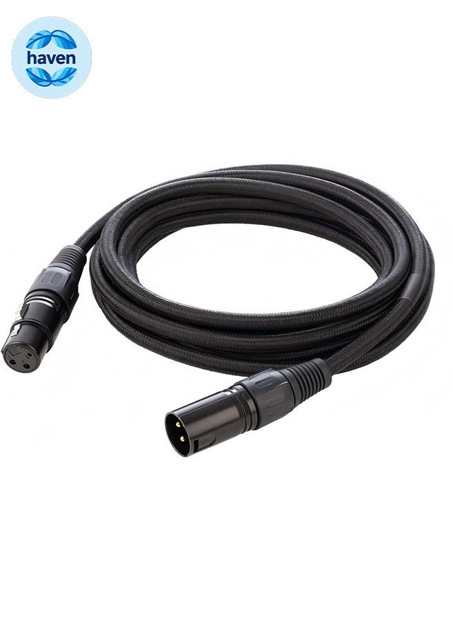 هافن كابل ميكروفون XLR - كابل ميكروفون محمي لتسجيل الاستوديو والإنتاج الحي ، دبابيس مطلية بالذهب ، من الذكر إلى الإناث ، لمستويات الميكروفون والمستويات التناظرية المتوازنة ، 10ft / 3m - Image 1
