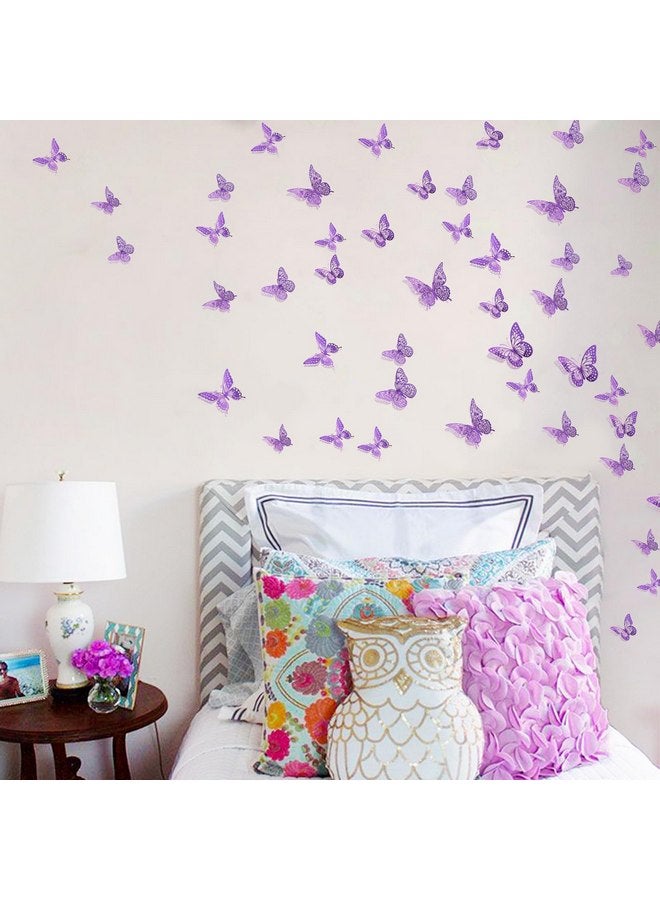 SAOROPEB 3D Butterfly Wall Decor 48 Pcs 4 Styles 3 Sizes, Purple Butterfly Decorations for Birthday Decorations Butterfly Party Decorations Cake Decorations, Removable Stickers (Purple) - Image 4