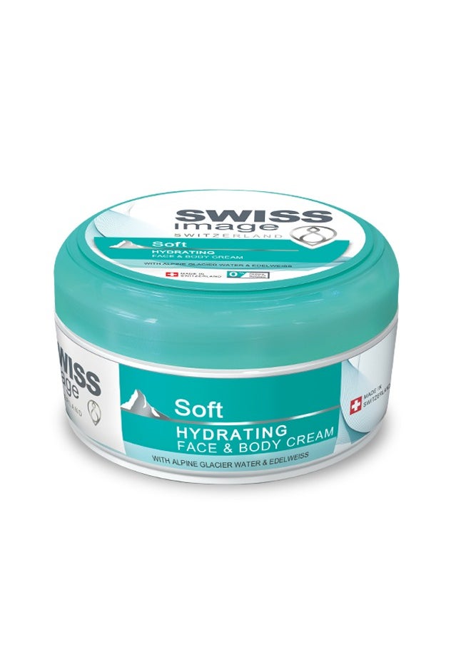 SWISS image Soft Hydrating Face & Body Cream 200 ml Instant Hydration & Non Greasy enriched with Alpine Glacier Water & Edelweiss for Daily Use  - Image 1