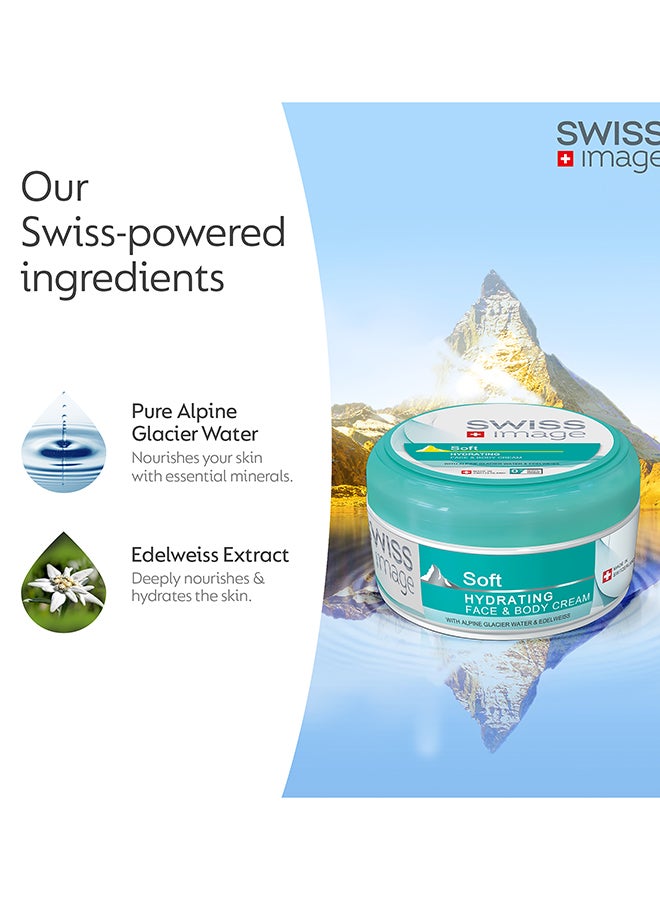 SWISS image Soft Hydrating Face & Body Cream 200 ml Instant Hydration & Non Greasy enriched with Alpine Glacier Water & Edelweiss for Daily Use - Image 3