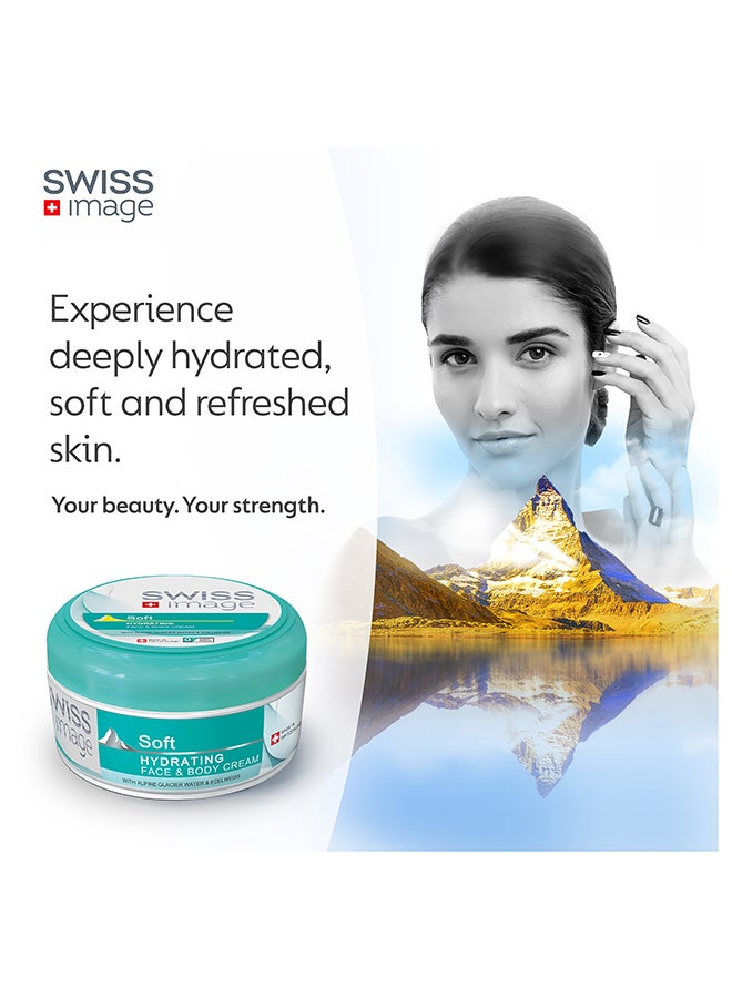 SWISS image Soft Hydrating Face & Body Cream 200 ml Instant Hydration & Non Greasy enriched with Alpine Glacier Water & Edelweiss for Daily Use - Image 2
