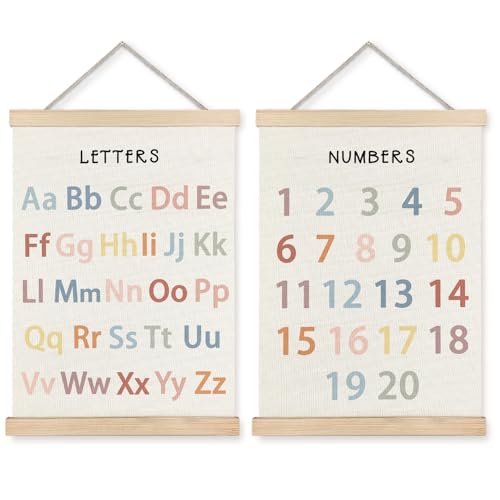 Supwhd Classroom Wall Decor Numbers and Alphabet Educational Wall Art Poster Alphabet ABC Numbers from 1 to 20 Poster Wall Decor for Toddler Kids Room Playroom Classroom 12x16 Set of 2 - Image 1