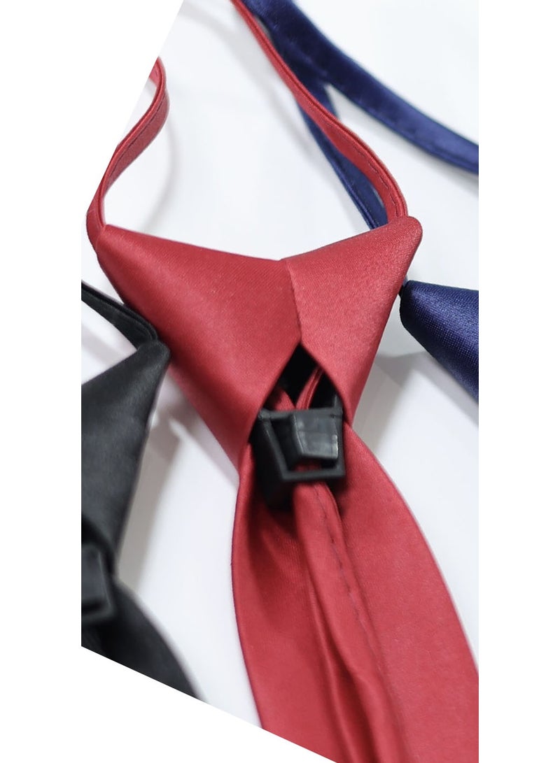 Men's Pre-Tied Adjustable Ties, Solid Color Mens Skinny Neckties - Easy Wear - Image 3