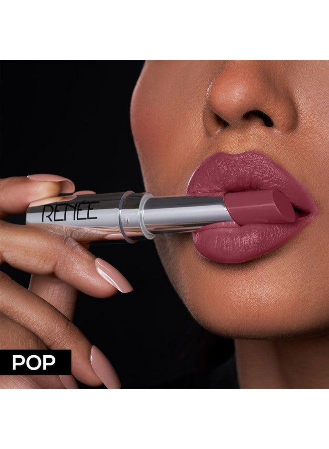 Renee Matte Lock Lipstick - Pop, Moisturizing, Long Lasting & Weightless Formula, Intense Color Pay Off With Ultra-Matte Finish, Enriched With Avocado Oil, Vitamin E, D & Beta-Carotene, 3.5 Gm - Image 4
