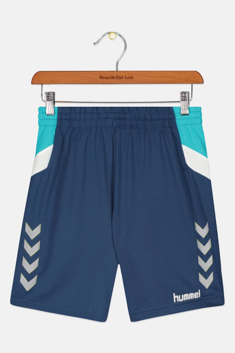 Hummel Kids Boy Sportswear Fit Brand Logo Training Shorts, Navy - Image 1