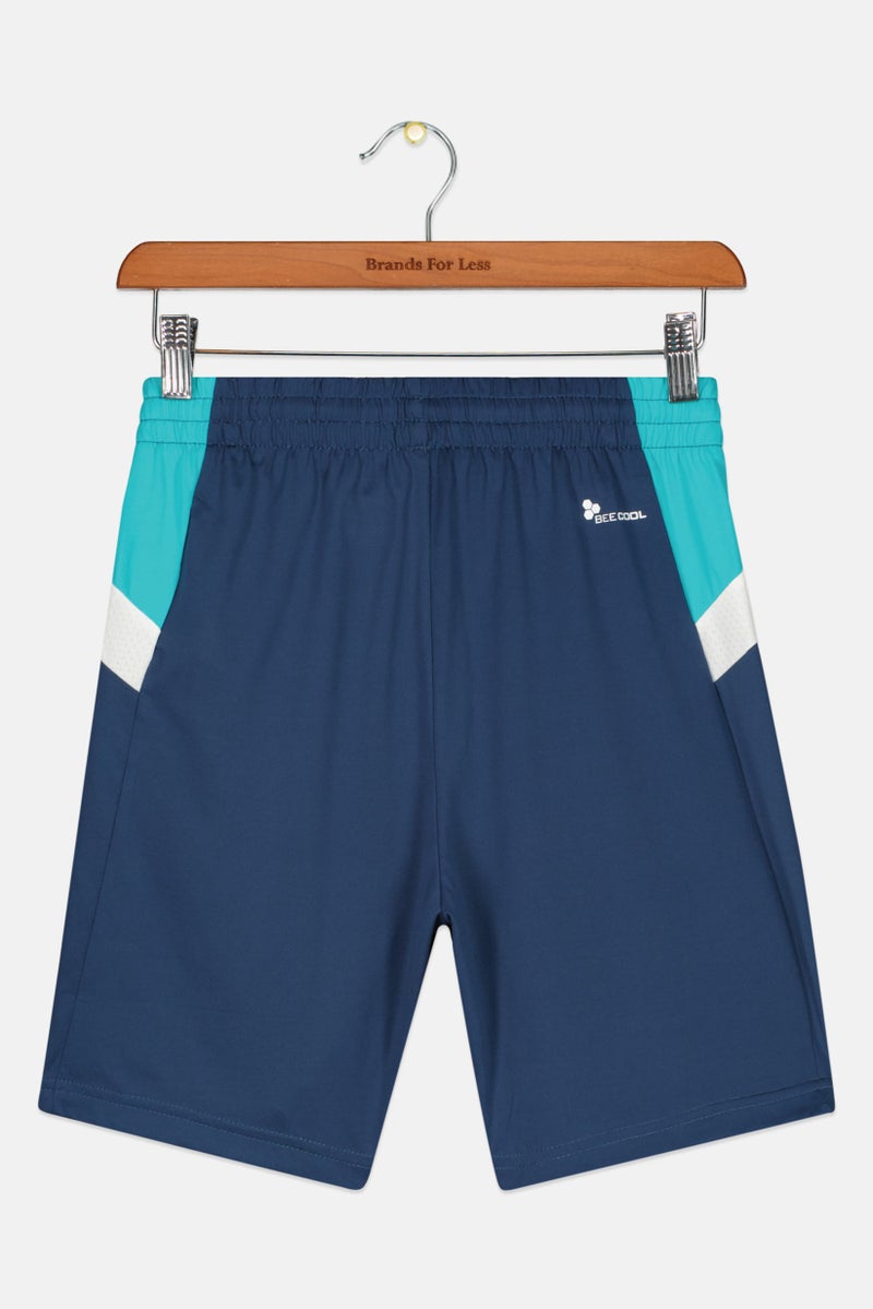 Hummel Kids Boy Sportswear Fit Brand Logo Training Shorts, Navy - Image 2