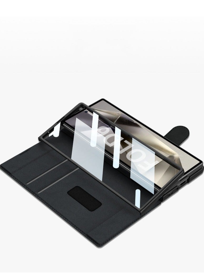 general For Samsung Galaxy Z Fold 7 5G Case, Slim Flip Armor Folding Leather Case with Removable Velcro Pen Slot,Folding Phone Cover 【Not include Pen 】 - Image 3