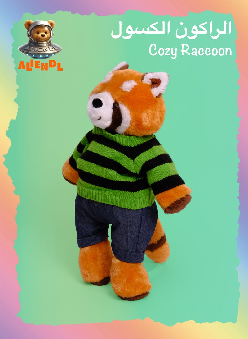ALIENDL Cozy Raccoon – Plush Raccoon Stuffed Animal Toy for Baby Kids, Soft Cute Plush Toy Gift Set with Removable Clothes & Pouch, Perfect Gift for Kids, Friends & Couples - Image 1