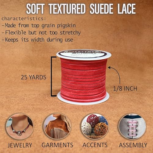 Realeather Silver Creek Leather Co Realeather SOS25-2003 Suede Leather Lace for Crafts and Jewelry Making, 0.125" x 25', Dark Brown, 1-Spool - Image 2