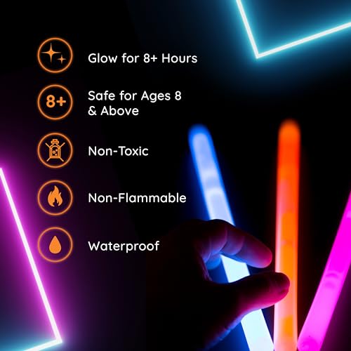 Glow Fever Glow Sticks Bulk Party Pack - 10" Large Glow Sticks - Neon Accessories Light Sticks Glow in The Dark Party Supplies for Concert, Wedding, & Birthday by Party Dragon - Assorted, 100 ct - Image 4