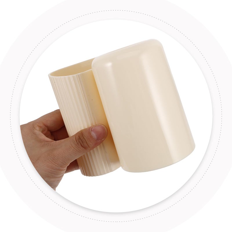 Cream Yellow Wall Mounted Toothbrush Holder Set No Drill Installation Bathroom Organizer - Image 4