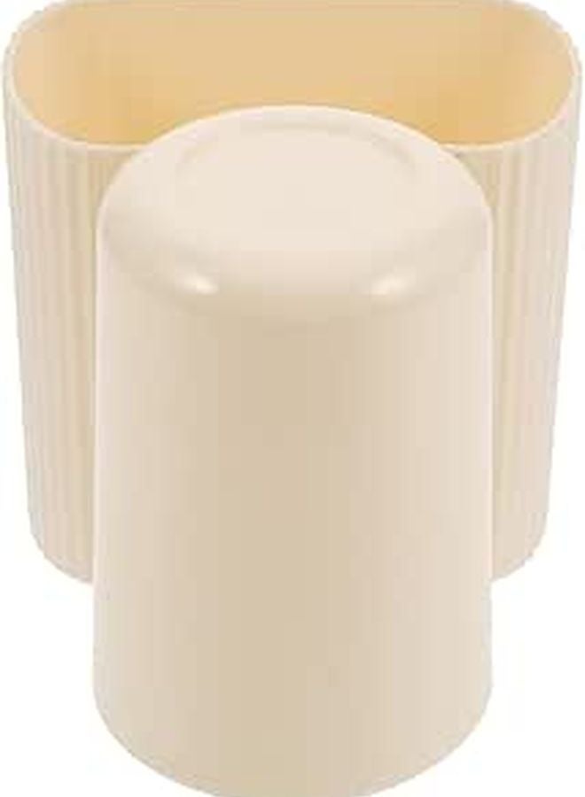 Cream Yellow Wall Mounted Toothbrush Holder Set No Drill Installation Bathroom Organizer - Image 1