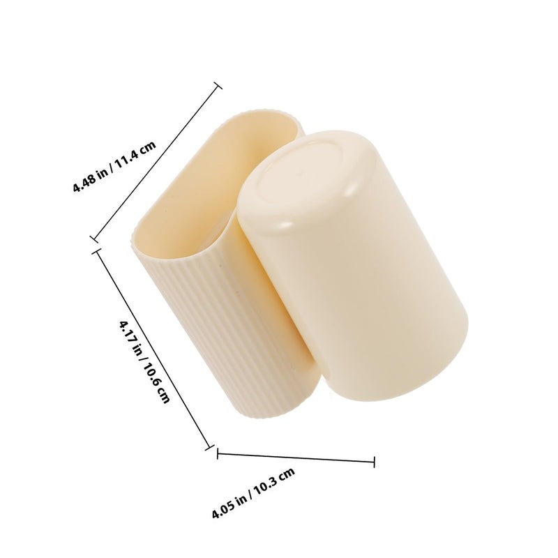 Cream Yellow Wall Mounted Toothbrush Holder Set No Drill Installation Bathroom Organizer - Image 3