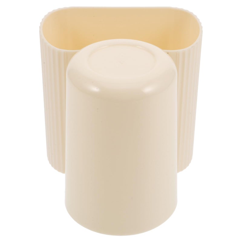 Cream Yellow Wall Mounted Toothbrush Holder Set No Drill Installation Bathroom Organizer - Image 2