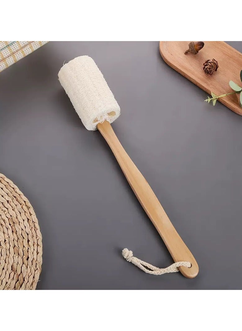 2 Pack Natural Loofah Back Scrubber with Long Wooden Handle, Premium Exfoliating Luffa Bath Sponge for Men & Women, Shower for Body & Back - Image 2