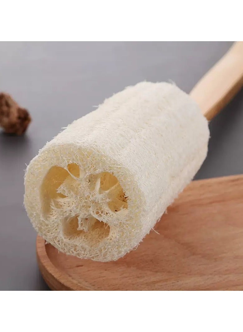 2 Pack Natural Loofah Back Scrubber with Long Wooden Handle, Premium Exfoliating Luffa Bath Sponge for Men & Women, Shower for Body & Back - Image 3