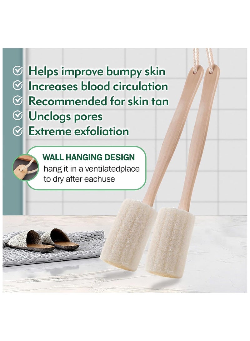 2 Pack Natural Loofah Back Scrubber with Long Wooden Handle, Premium Exfoliating Luffa Bath Sponge for Men & Women, Shower for Body & Back - Image 4