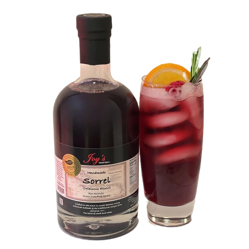 JOY'S ISLAND SPICE SORREL (HIBISCUS) ELIXIR |Botanical Caribbean-Inspired Cocktail Mixer| Notes of Hibiscus, Ginger, Cinnamon, Cloves & All Spice |Non-Alcoholic Hibiscus Drink| Award Winning | Mocktail or Cocktail Mixer| Mix with Hot water for Hibiscus Tea| Warm up for Non-Alcoholic Mulled Port Flavor| Zero Proof Drink - Image 1