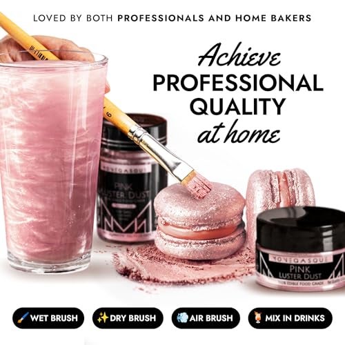 MONÉGASQUE Pink Edible Glitter for Drinks 15g – Pink Edible Glitter for Cakes – Luster Dust for Drinks, Food, & Christmas Cake Decorating – Cocktails & Cake Decorations Spray – Cocktail Drink Shimmer - Image 3