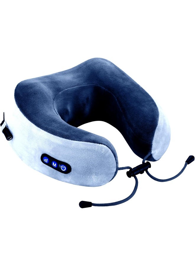 AFRA وسادة مساج سفر على شكل U - قابلة لإعادة الشحن مع بطارية 2000 مللي أمبير، أوضاع مساج بالعجن + الاهتزاز، شحن USB - AF-1401UMP، ضمان لمدة سنتين