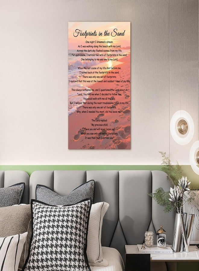 Bmotaso Footprints In The Sand Wall Art Religious Poem Poster Jesus Christian Print Retro Canvas Motivational Quotes Painting Pictures Home Decor Framed 8 * 12 Inch - Image 4