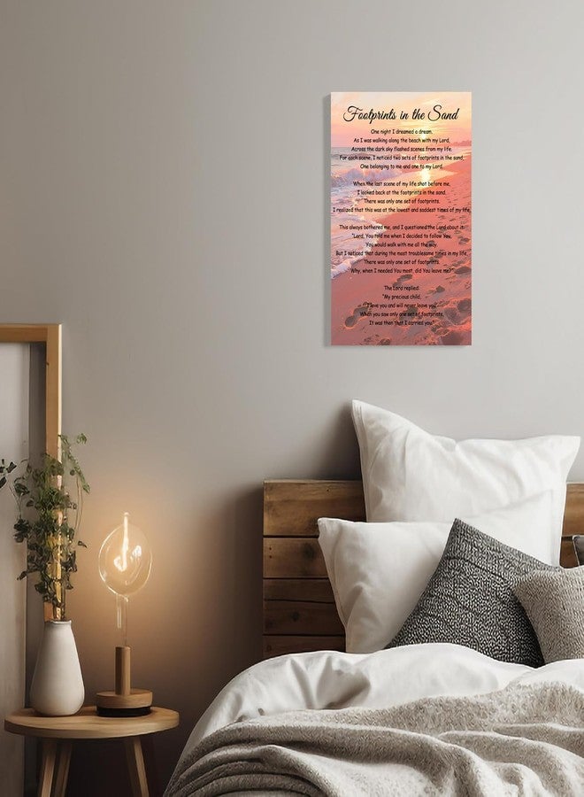 Bmotaso Footprints In The Sand Wall Art Religious Poem Poster Jesus Christian Print Retro Canvas Motivational Quotes Painting Pictures Home Decor Framed 8 * 12 Inch - Image 3
