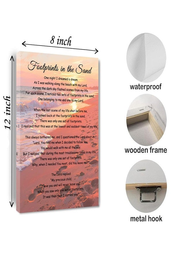 Bmotaso Footprints In The Sand Wall Art Religious Poem Poster Jesus Christian Print Retro Canvas Motivational Quotes Painting Pictures Home Decor Framed 8 * 12 Inch - Image 2