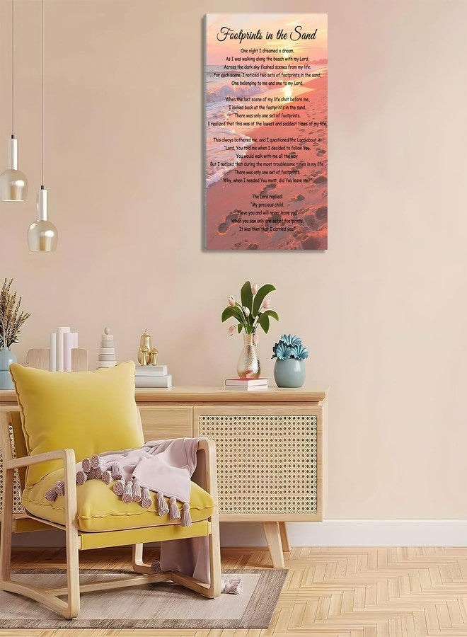 Bmotaso Footprints In The Sand Wall Art Religious Poem Poster Jesus Christian Print Retro Canvas Motivational Quotes Painting Pictures Home Decor Framed 8 * 12 Inch - Image 5