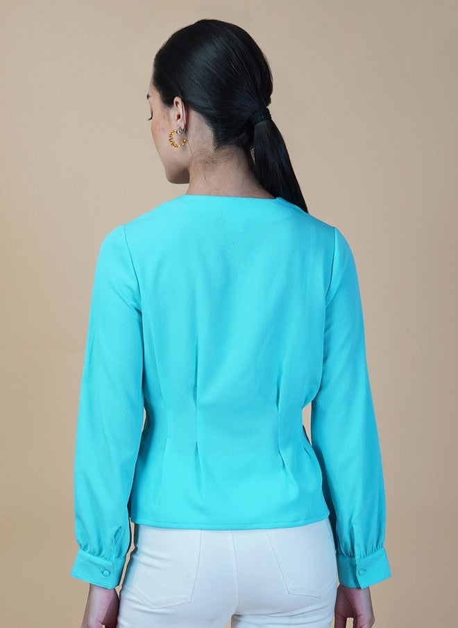 RAASSIO بلوزة بيلبوم على شكل حرف V من القطن للنساء - Image 5