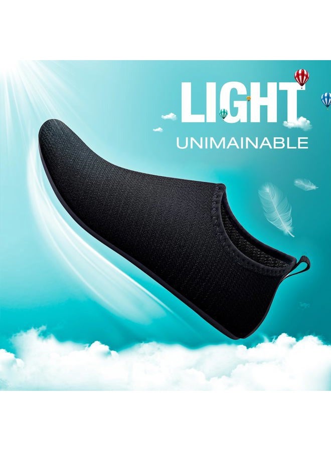 SEEKWAY Water Shoes Quick-Dry Aqua Socks Barefoot Slip-on for Beach Pool Swim River Yoga Lake Surf Women Men SK001, 2a-wave Black, 10-11 Women/9-10 Men - Image 5