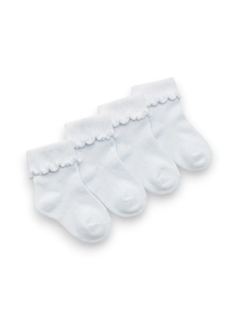 victor and jane White roll top baby socks 4 pack