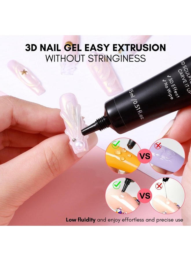 MAKARTT Nail Rhinestone Glue With 3D Nail Gel Kit Nail Charm Glue Super Strong Gel Nail Glue For Nail 3D Sculpting Gel For Drawing Molding Embossed And Decoration Diy Nail Art  - Image 4