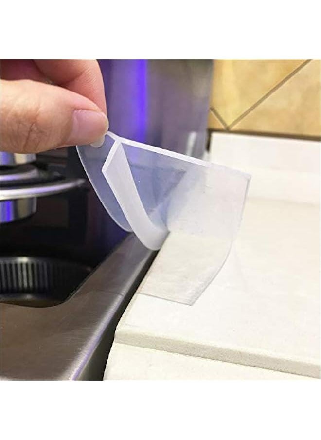 Generic Silicone Stove Counter Gap Cover Kitchen Counter Gap Filler Transparent 25 Long Gap Filler Sealing Spills between Kitchen Appliances Washing Machine and Stovetop, Set of 2 (Clear)  - Image 1