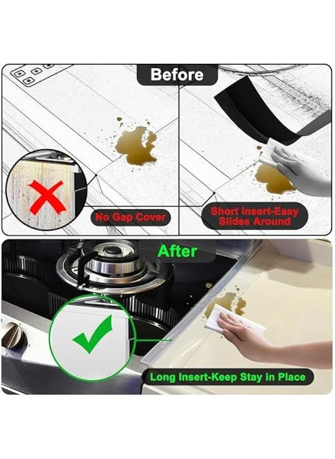 Generic Silicone Stove Counter Gap Cover Kitchen Counter Gap Filler Transparent 25 Long Gap Filler Sealing Spills between Kitchen Appliances Washing Machine and Stovetop, Set of 2 (Clear)  - Image 4