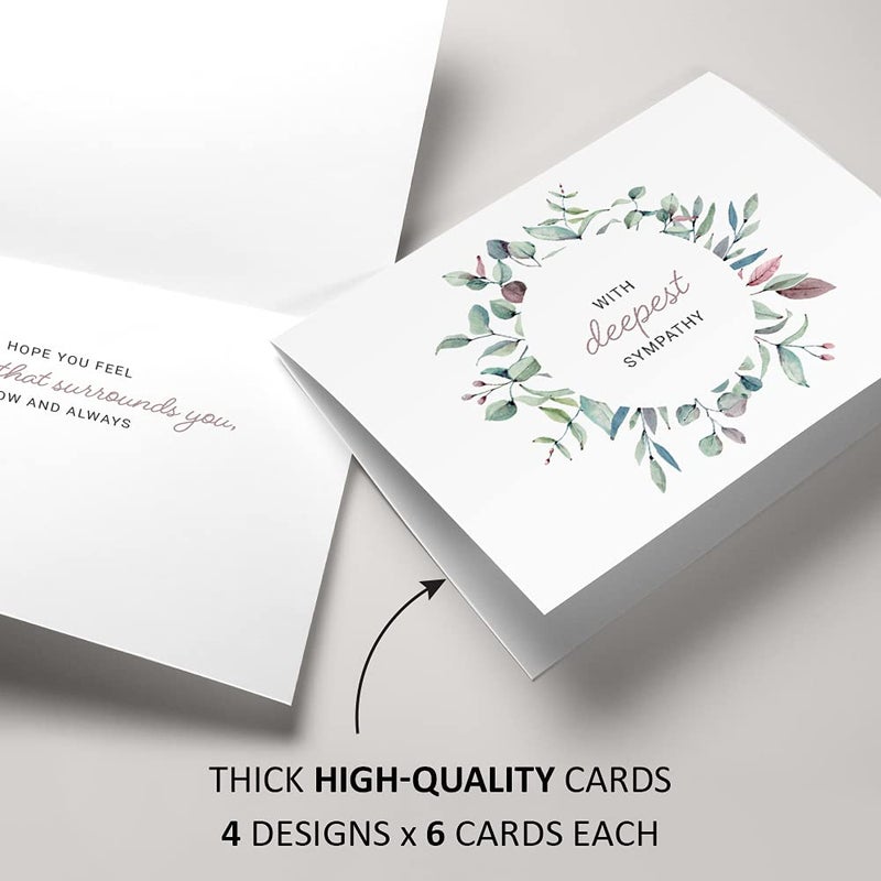 Hat Acrobat Sympathy Cards with Envelopes - 24 Pre-Scored and Double-Sided Watercolor Condolence Cards - Perfect Mix of Expression and Sympathy in a Box of Sympathy Cards with Envelopes (Watercolor) - Image 5