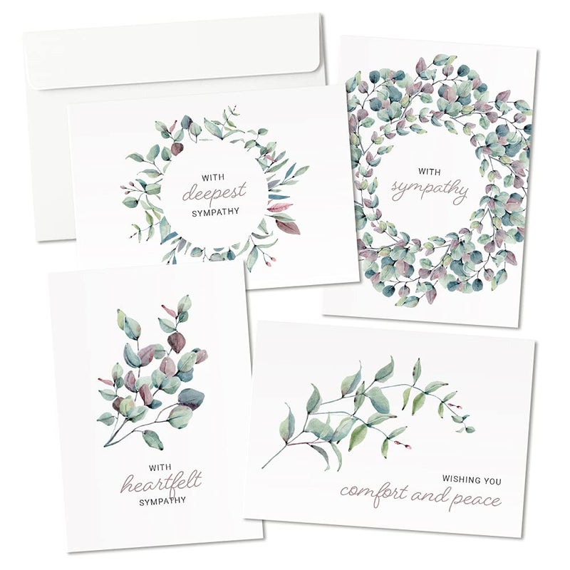 Hat Acrobat Sympathy Cards with Envelopes - 24 Pre-Scored and Double-Sided Watercolor Condolence Cards - Perfect Mix of Expression and Sympathy in a Box of Sympathy Cards with Envelopes (Watercolor) - Image 1