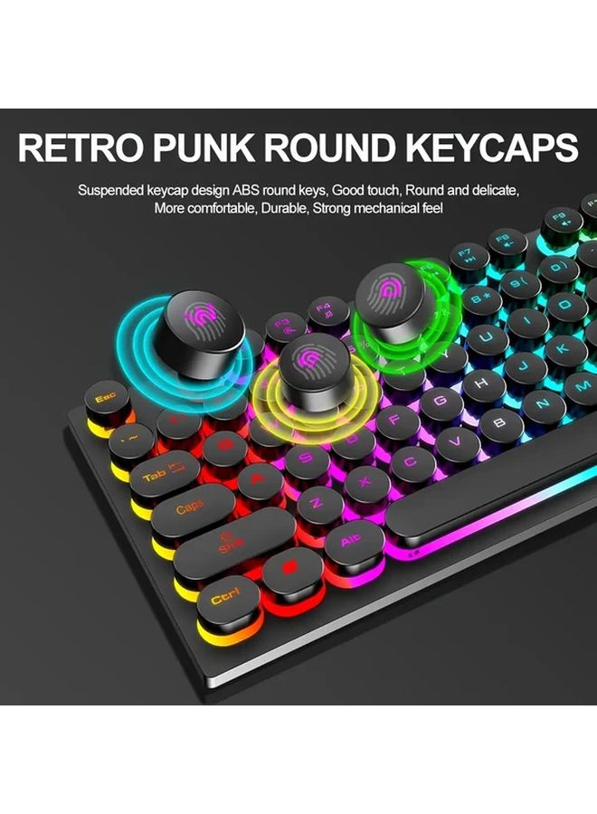 WOLF T80 Gaming Keyboard RGB Backlit USB Wired Ergonomic For PC Gaming Black - Image 1