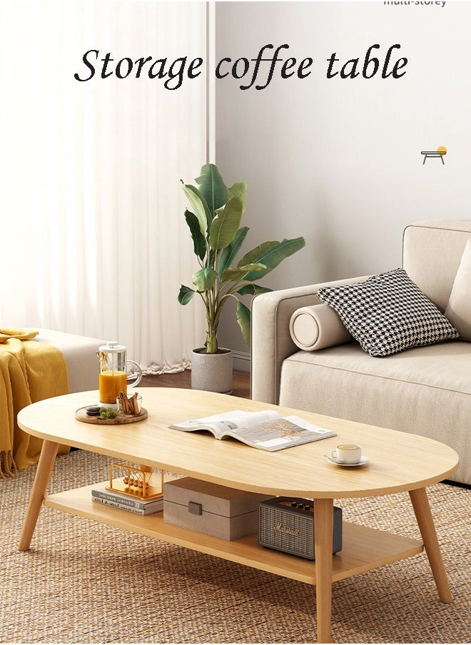 NKX - Modern 2 Layer Coffee Table with Storage table 100 CM - Image 1