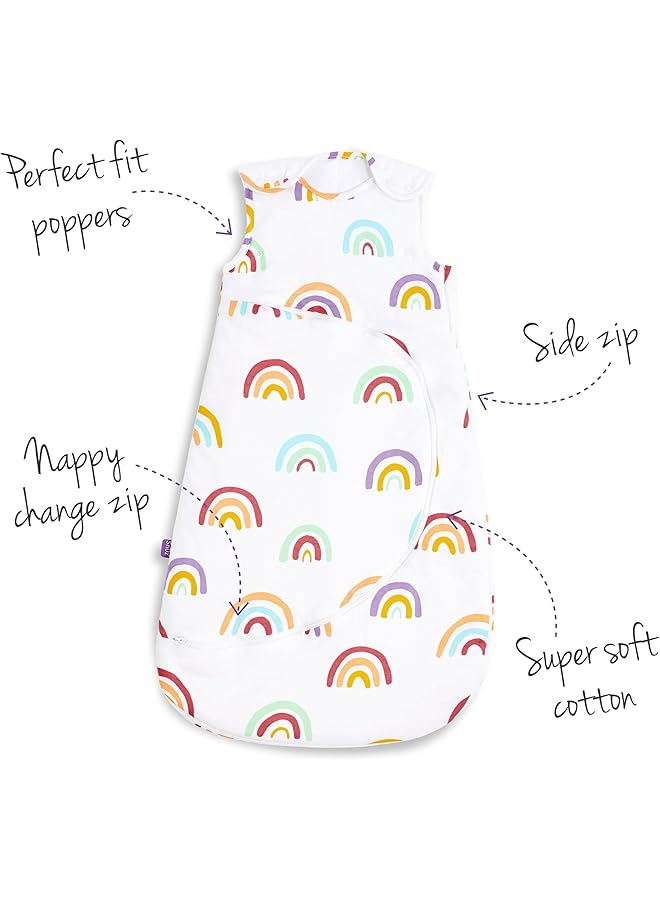 Snuz Pouch Sleeping Bag For Infant/Baby/1.0 Tog Clever Nappy Change Zip Material100% Cotton For Temperatures If 21 23 Celsius |From 6 To 18Months |Maximum Baby Length 86Cm Rainbow - Image 4