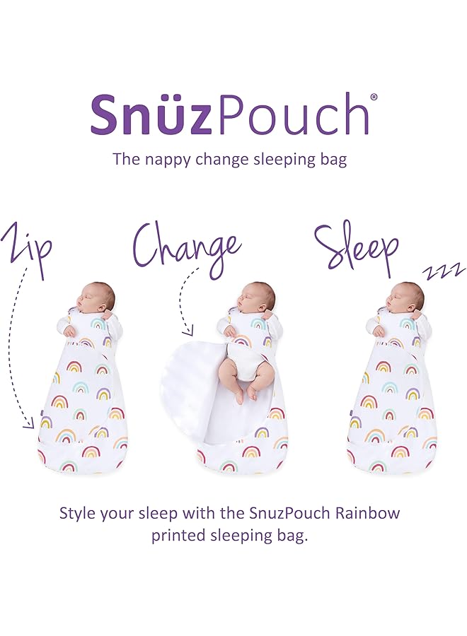 Snuz Pouch Sleeping Bag For Infant/Baby/1.0 Tog Clever Nappy Change Zip Material100% Cotton For Temperatures If 21 23 Celsius |From 6 To 18Months |Maximum Baby Length 86Cm Rainbow - Image 2