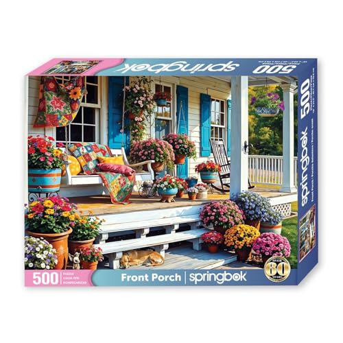Springbok Front Porch 500 Piece Jigsaw Puzzle for Adults Colorful and Nostalgic Scene Unique Cut Pieces Made in USA - Image 5