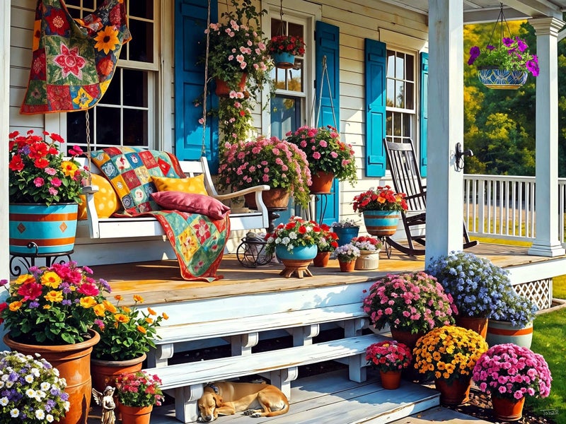 Springbok Front Porch 500 Piece Jigsaw Puzzle for Adults Colorful and Nostalgic Scene Unique Cut Pieces Made in USA - Image 3