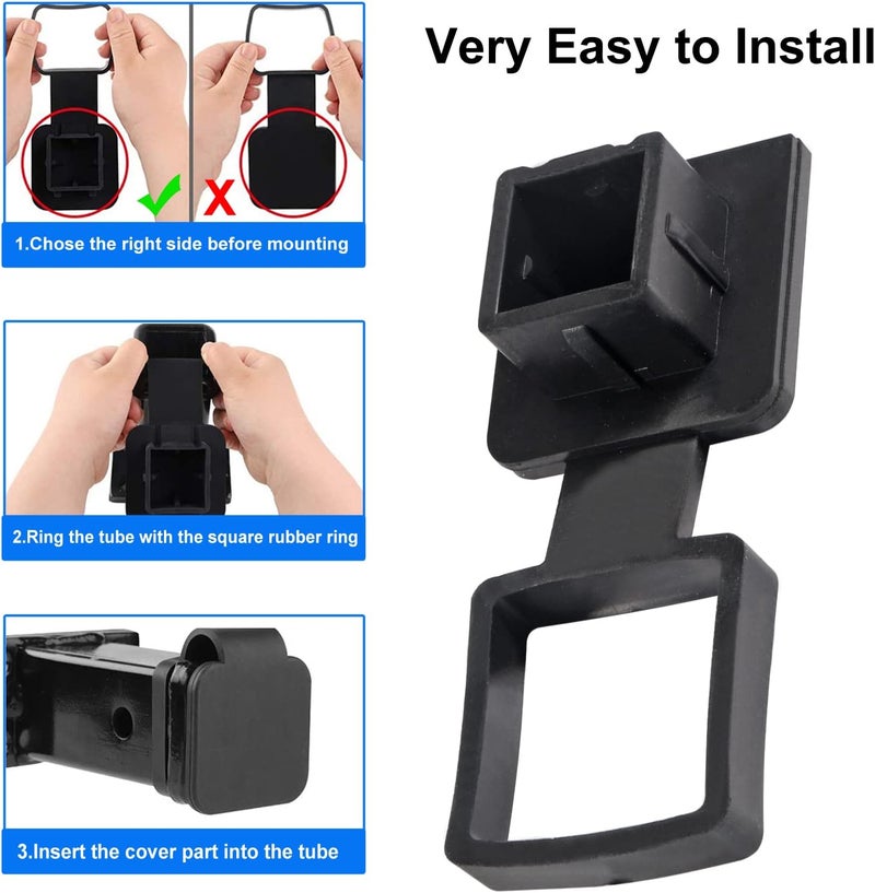 DORHEA 2PCS Trailer Hitch Tube Cover 1.25'' Rubber Plug Cap Insert 1 1/4 inch Heavy Duty Towing Hitch Covers for 1.25'' Receivers Class 1 2 I II Ford Jeep Dodge Nissan Audi Porsche Polaris ATV UTV - Image 5