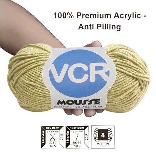 VCR 4ply Clean Beige Yarn, 100 Grams Hank, 190 Meters Length, Acrylic Ball for Crochet and Knitting, Soft Crosia Threads, Pack of 1 Yarn, Suitable for DIY Crafts - Image 3